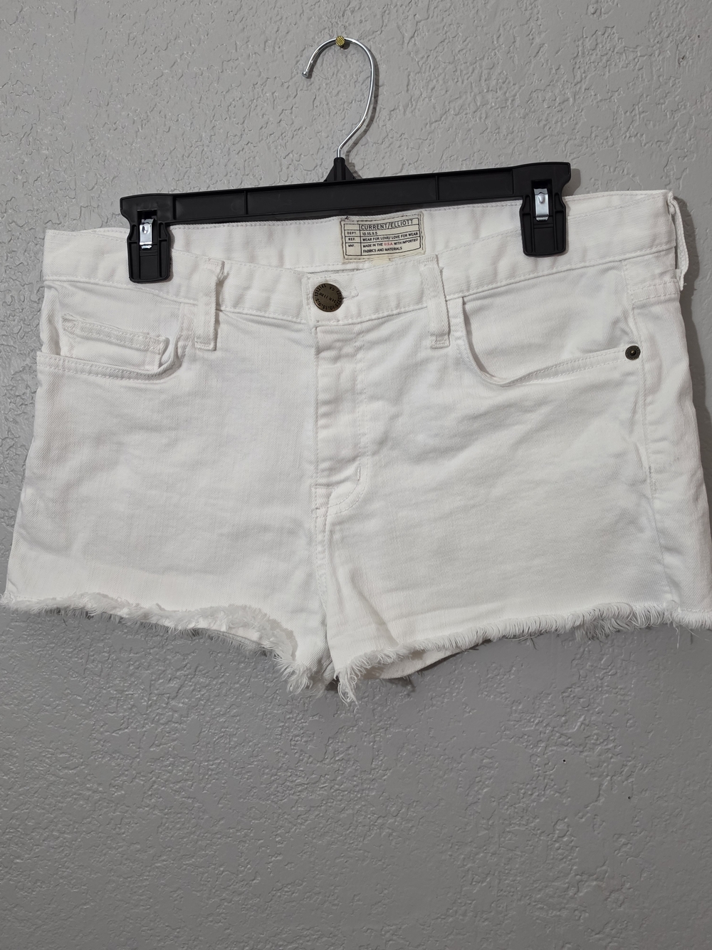 Current/Elliott The Boyfriend Short/Sugar White Cutoff Shorts Womens 27 Mid Rise